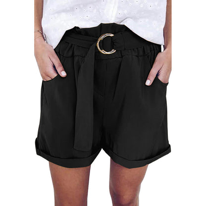 Tied High Waist Three-point Wide Leg Shorts