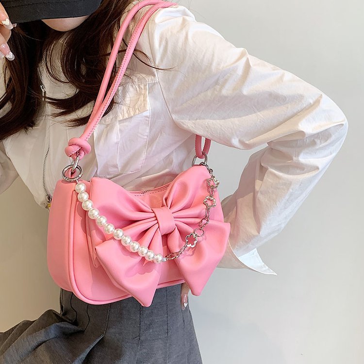 Niche Crossbody Texture Chain Bow Shoulder Bag