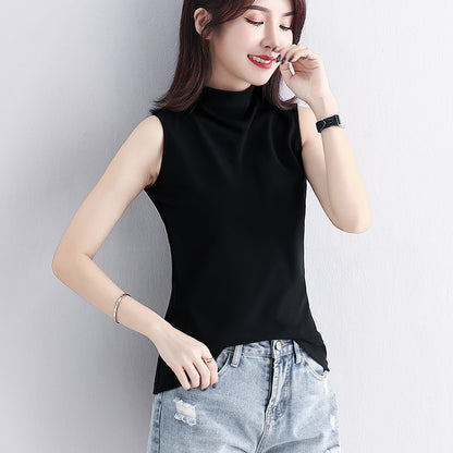 Small Turtleneck Sleeveless T-shirt Top Women