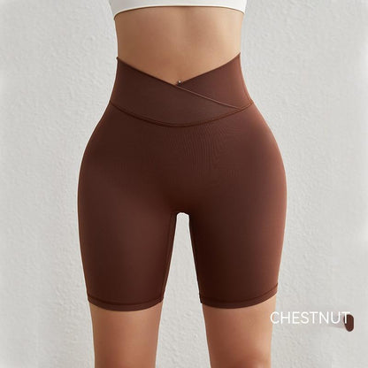 Cross Waist Yoga Shorts High Waist Belly Contracting