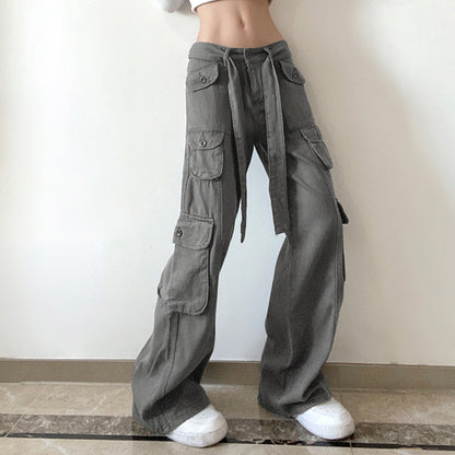 Retro Grey Work Jeans For Women