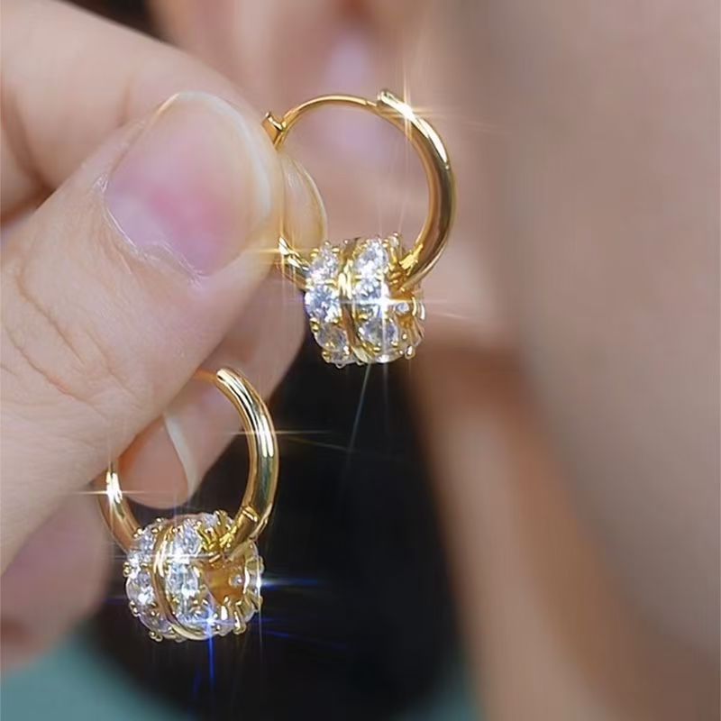 Silver Needle Zircon AB Dual-wear Double-sided Earrings Fashion