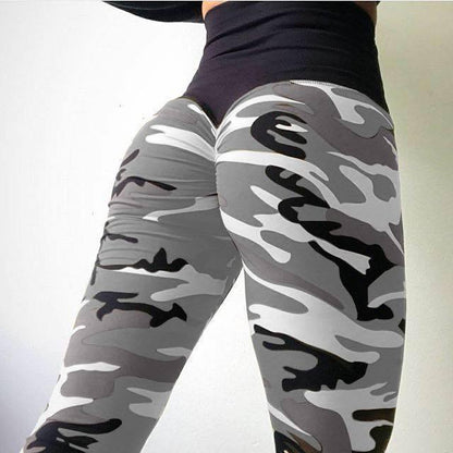 Hips high waist camouflage stitching slim yoga seven points bottoming pencil pants