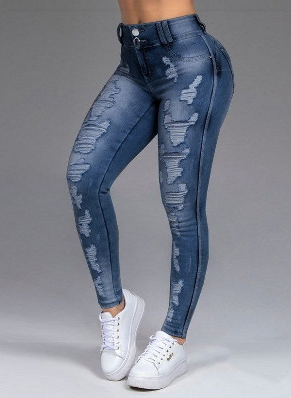 Fashion Ripped Women's Skinny Feet High Waist Jeans