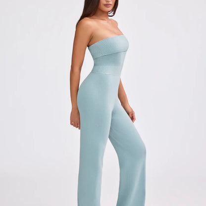 Backless Knitted Tube Top Jumpsuit Women's Fashion