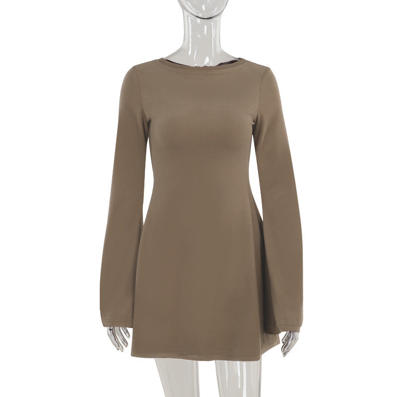 Basic Woolen Long Sleeve Dress