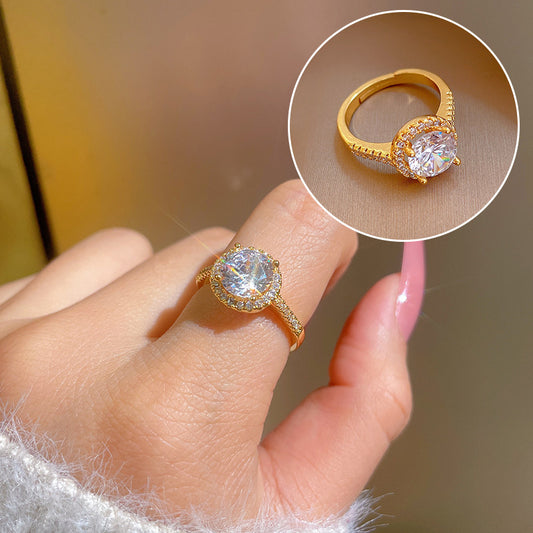 Elegant High-grade Zircon Super Ring Female Opening Adjustable