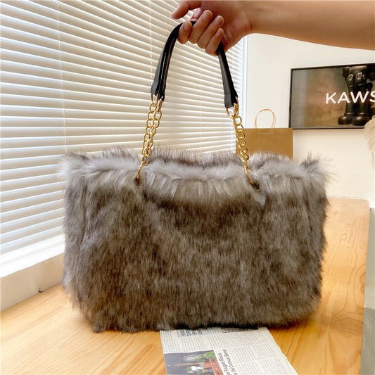 New Large Capacity Plush Women's Bag Simple Fashion Trendy