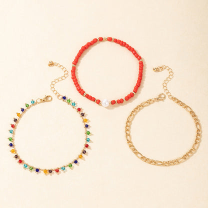 Docona Bohe Colorful Seed Beaded Foot Chains