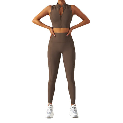 Long-sleeve Zipper Yoga Suit For Women