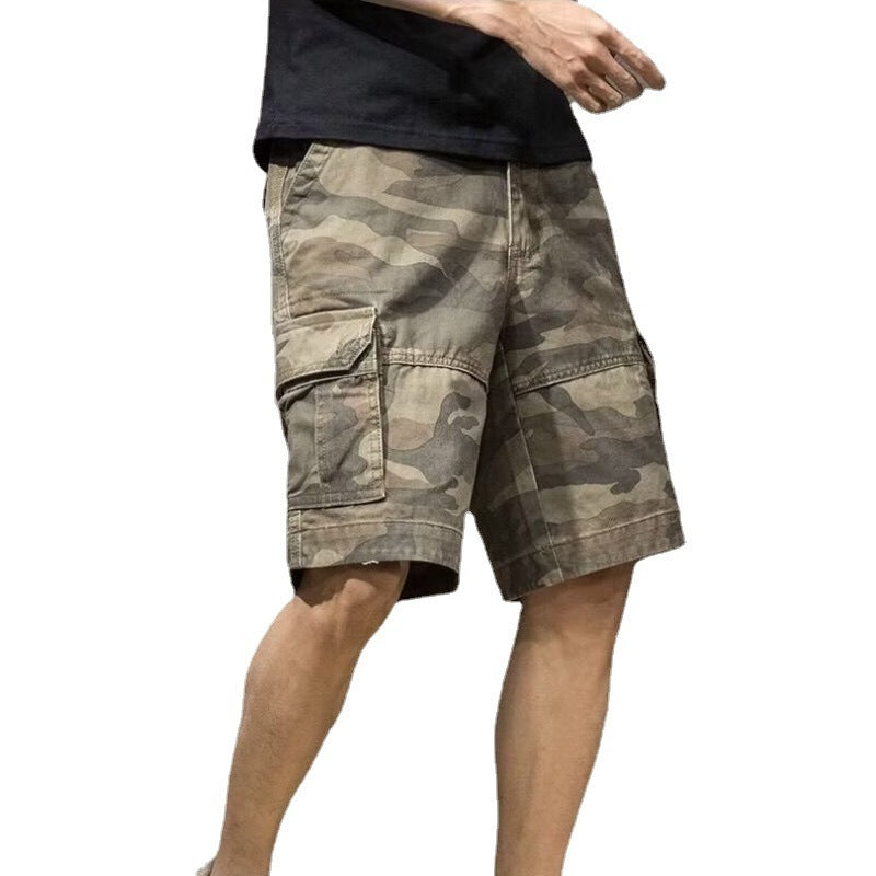 Summer Loose Five Points Casual Camouflage Workwear Shorts Men