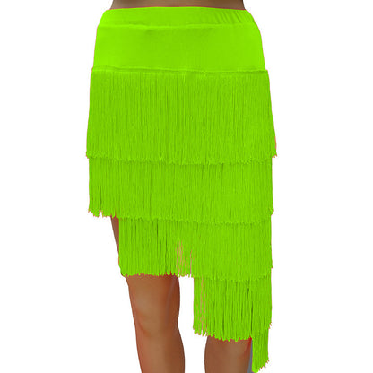 Color Irregular Fringe Skirt