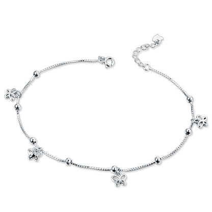 Sterling Silver Ornament Butterfly Anklet Korean Style Foot Ornaments