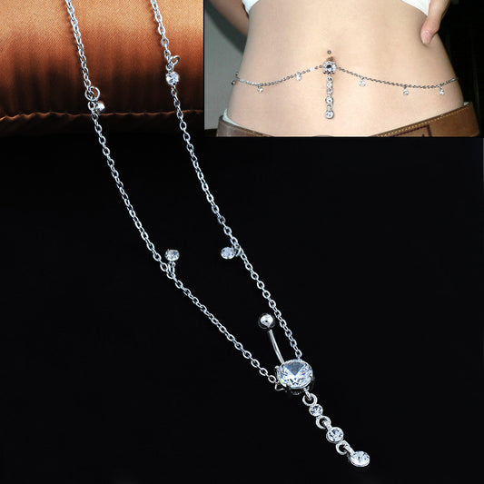 Fashion Navel Waist Chain Zircon Pendant Belly Ring