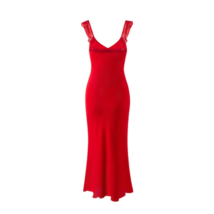 Vintage Ruffled Temperament Waist-controlled Slimming Hip Bag Dress