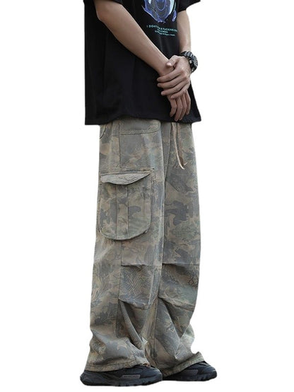 Camouflage Workwear Pants Men's Wide Leg