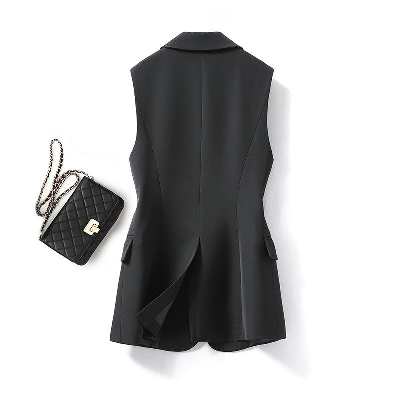 Black Suit Women's Coat Outerwear Vest