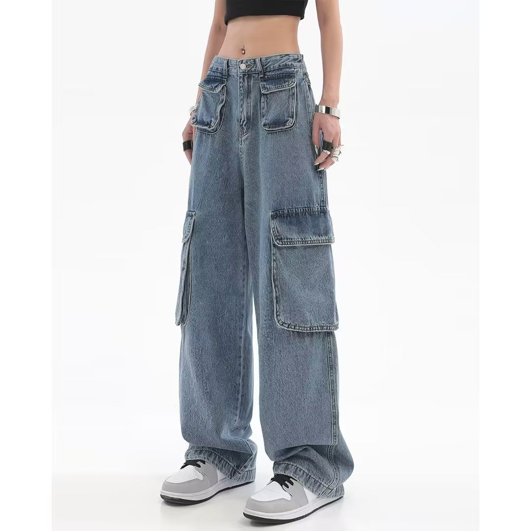 Hip-hop Multi Pocket Straight Jeans