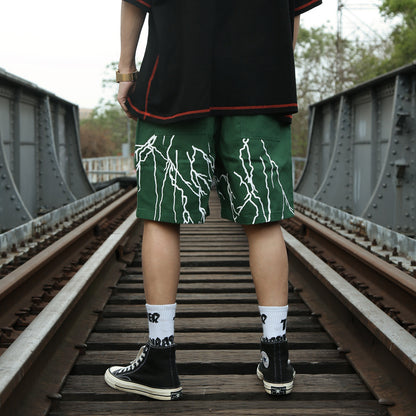 Japanese Harajuku style graffiti casual shorts men