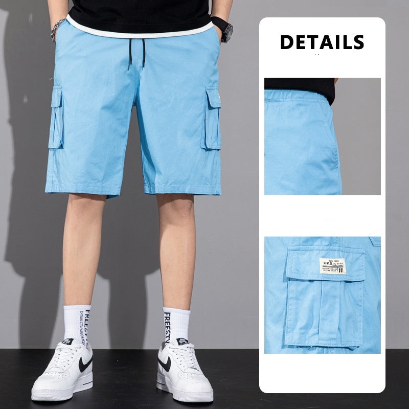 Casual Drawstring Cargo Shorts With Multi Pocket Summer Outdoor Men's Beach Pants