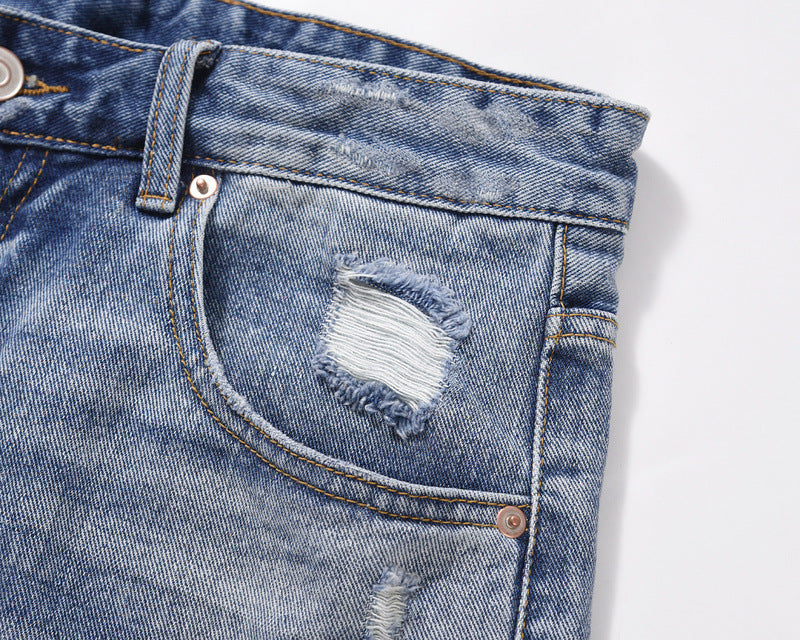 Damaged Grooved Fashion Denim