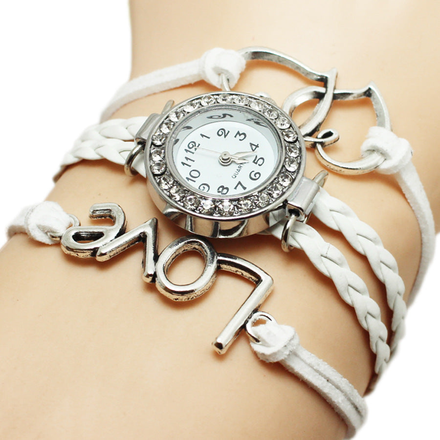 Double Heart-shaped Love Woven Multi-layer Watch