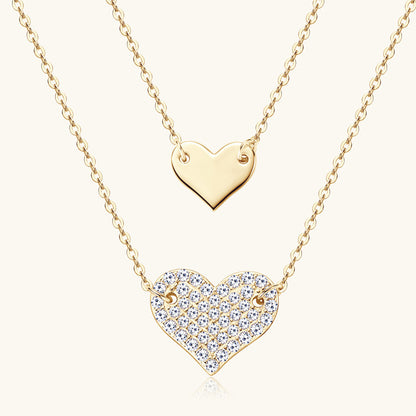 Heart-shaped Design Pendant High-grade Double-layer Twin Clavicle Chain