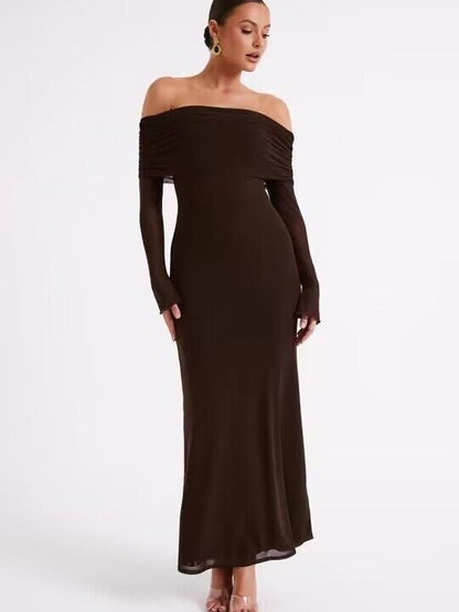 Off-neck Backless Private Clothing Socialite Dress