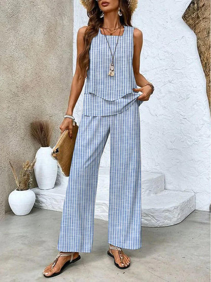 Women's Sleeveless Double Layer Vest Pants Suit