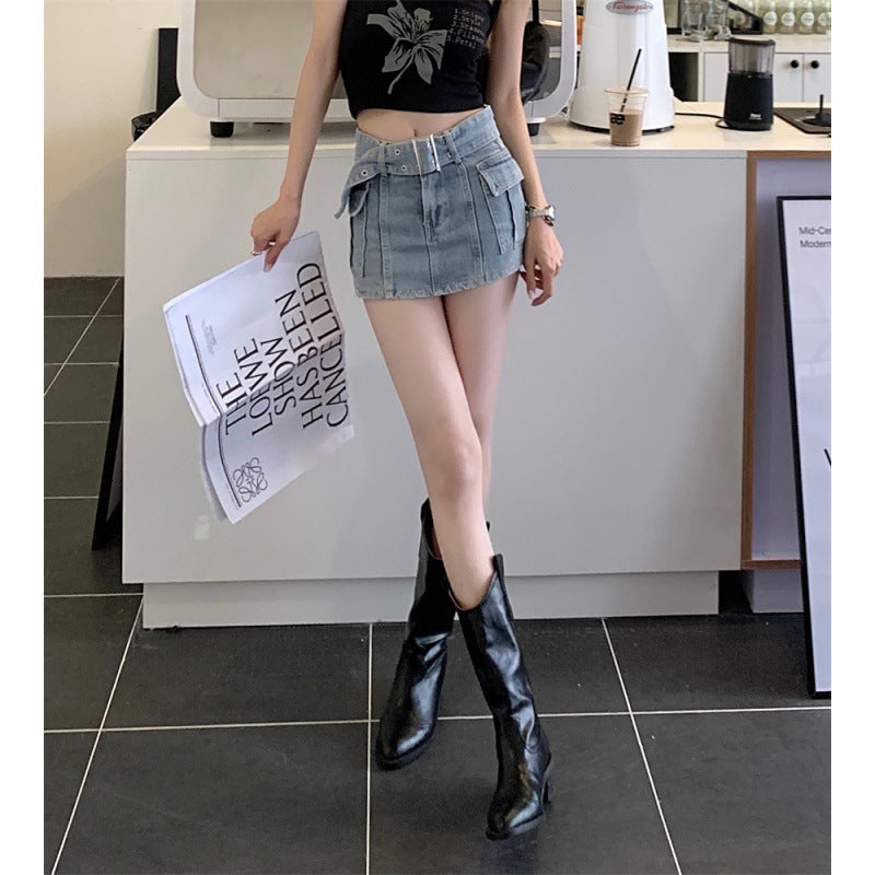 Versatile High-waisted Skinny Denim Skirt