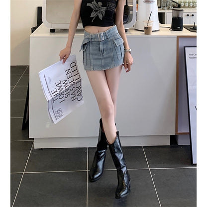 Versatile High-waisted Skinny Denim Skirt