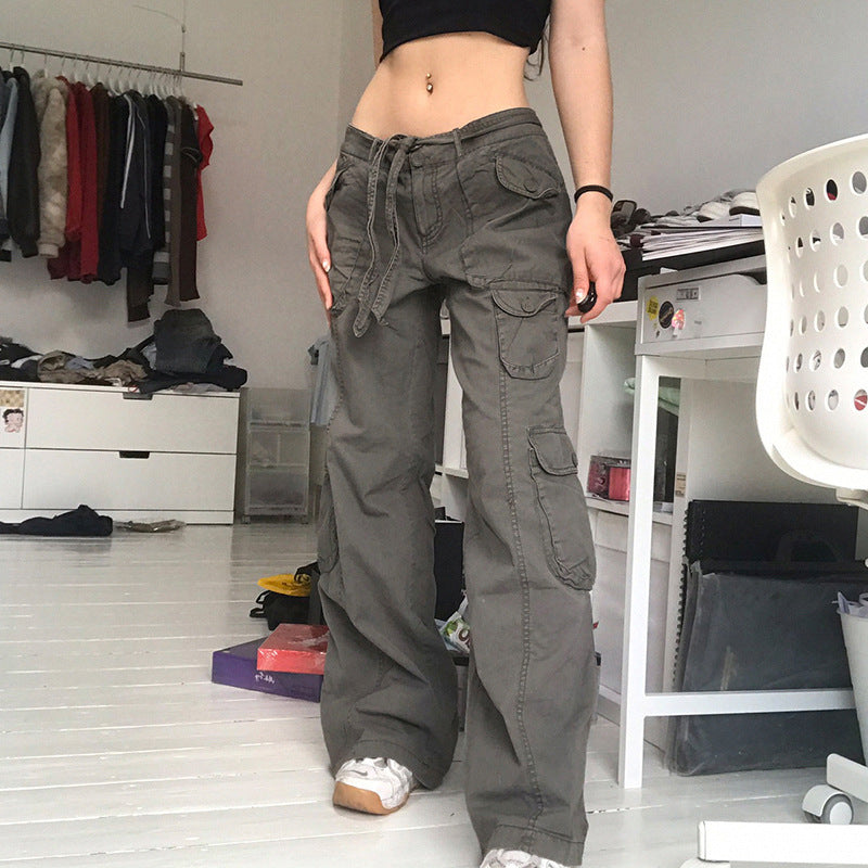 Retro Grey Work Jeans For Women