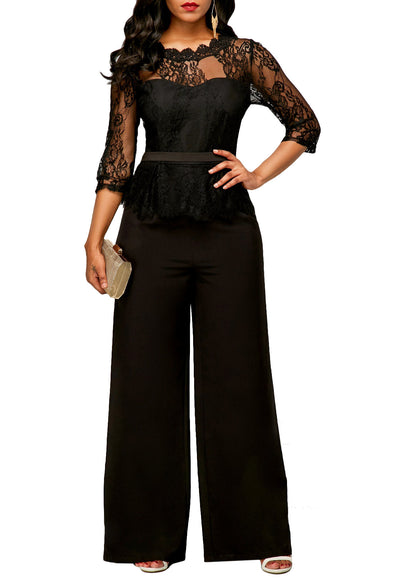 Straight Women's High Waist Lace Jumpsuit New