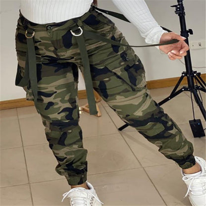 Women's New Camouflage Webbing Pencil Pants