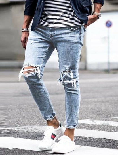 New Ripped Skinny Jeans mens Streetwear