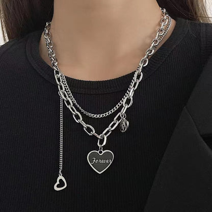 Fashion Double-layer Titanium Steel Necklace For Women