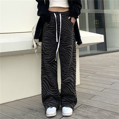 Thickened Printed Wide-leg Casual Pants