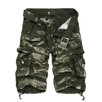 Multi-Pocket Camouflage Dungarees Belted Cargo Shorts