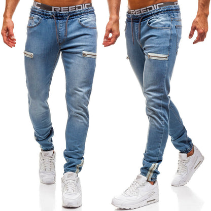 American men's denim fabric sports jeans