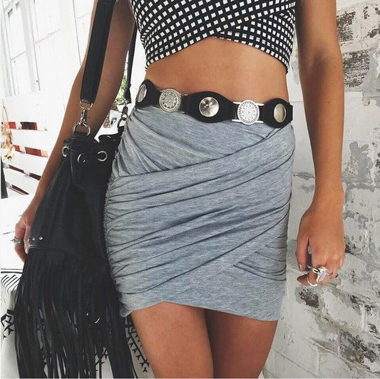 Wish women's sexy pleated nightclub bag hip skirt