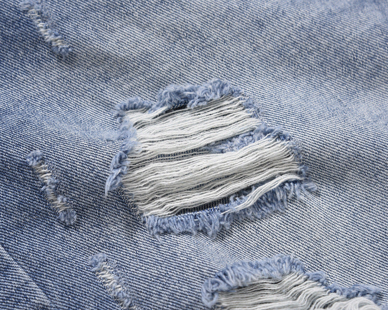 Damaged Grooved Fashion Denim