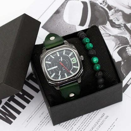 Men's Belt Bracelet Set Trendy Quartz Watch