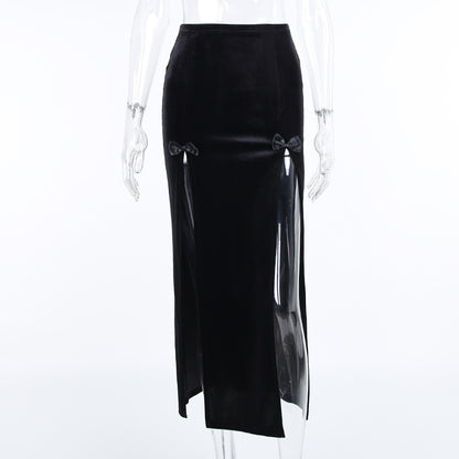 Tepunk Party High Waist Slim Fit Bow Split Dress