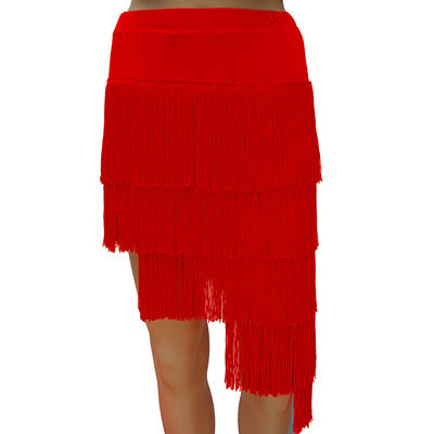 Color Irregular Fringe Skirt