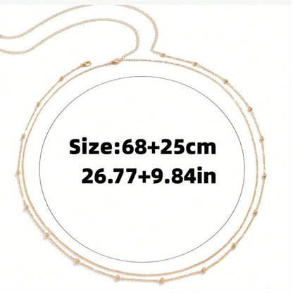 Fashion Double Layer Round Beads Chain Women's Waist Chain