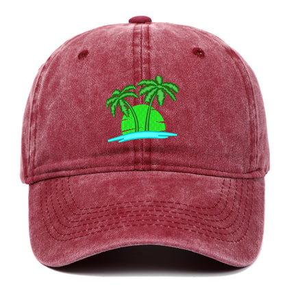 Coconut Embroidery Pattern Washed Old Soft Top Baseball Cap