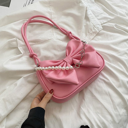 Niche Crossbody Texture Chain Bow Shoulder Bag