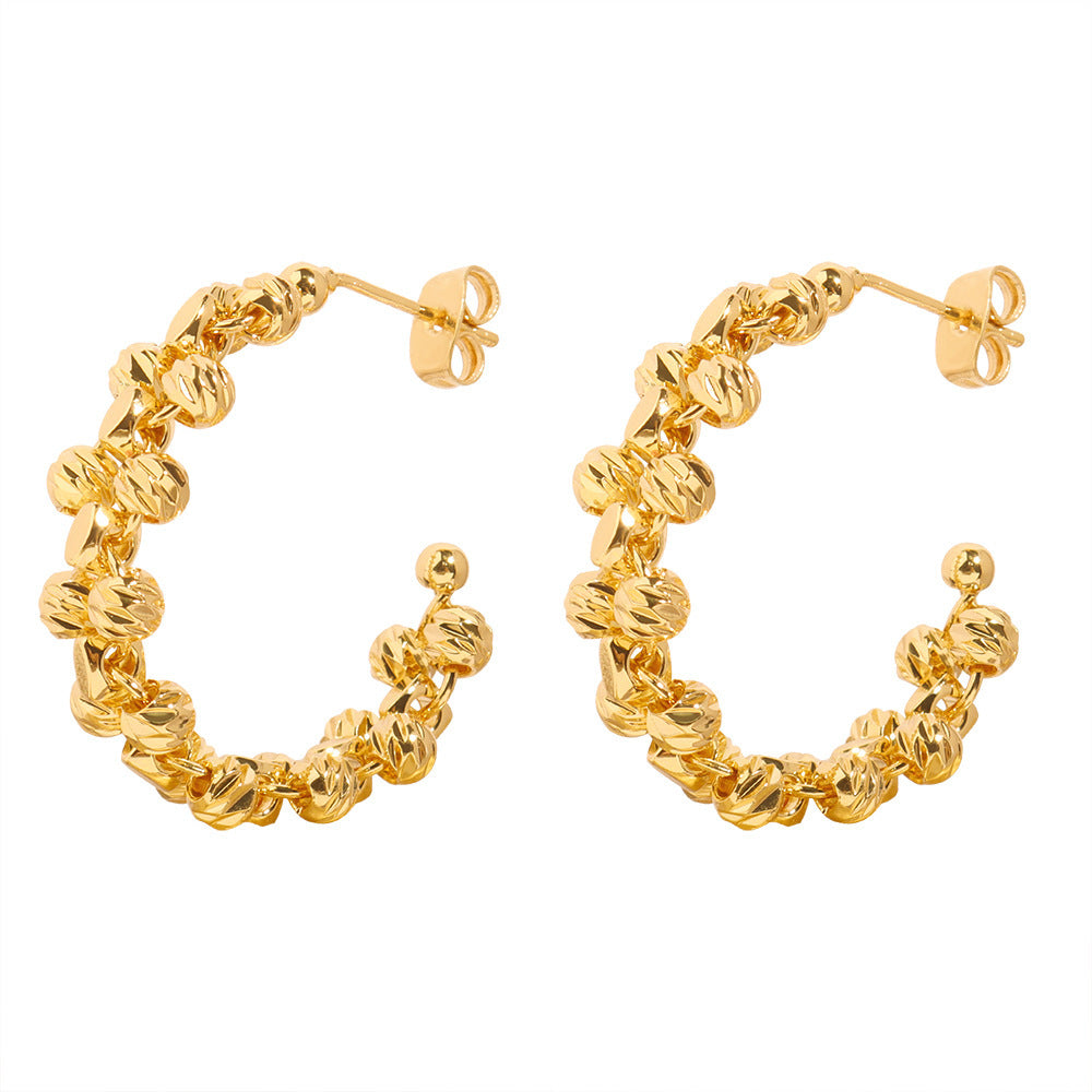 Simple Fashion Copper Irregular Beads Woven Earrings