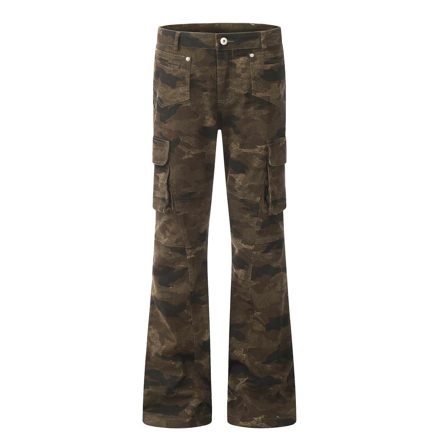 Women's Retro Slim Washed Camouflage Pants