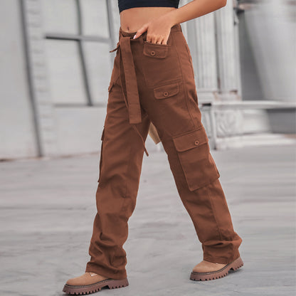 New Washed Denim Multi-pocket Heavy Industry Casual Working Pants